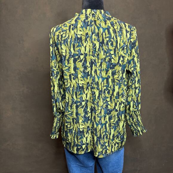 Maison d’Amélie Paris Abstract Floral Blouse Women’s M Pleated Sleeve Boho Chic - Picture 4 of 10